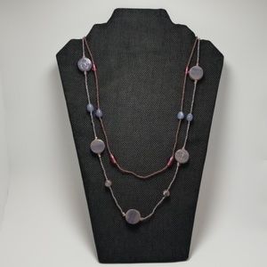 Glass bead double strand necklace